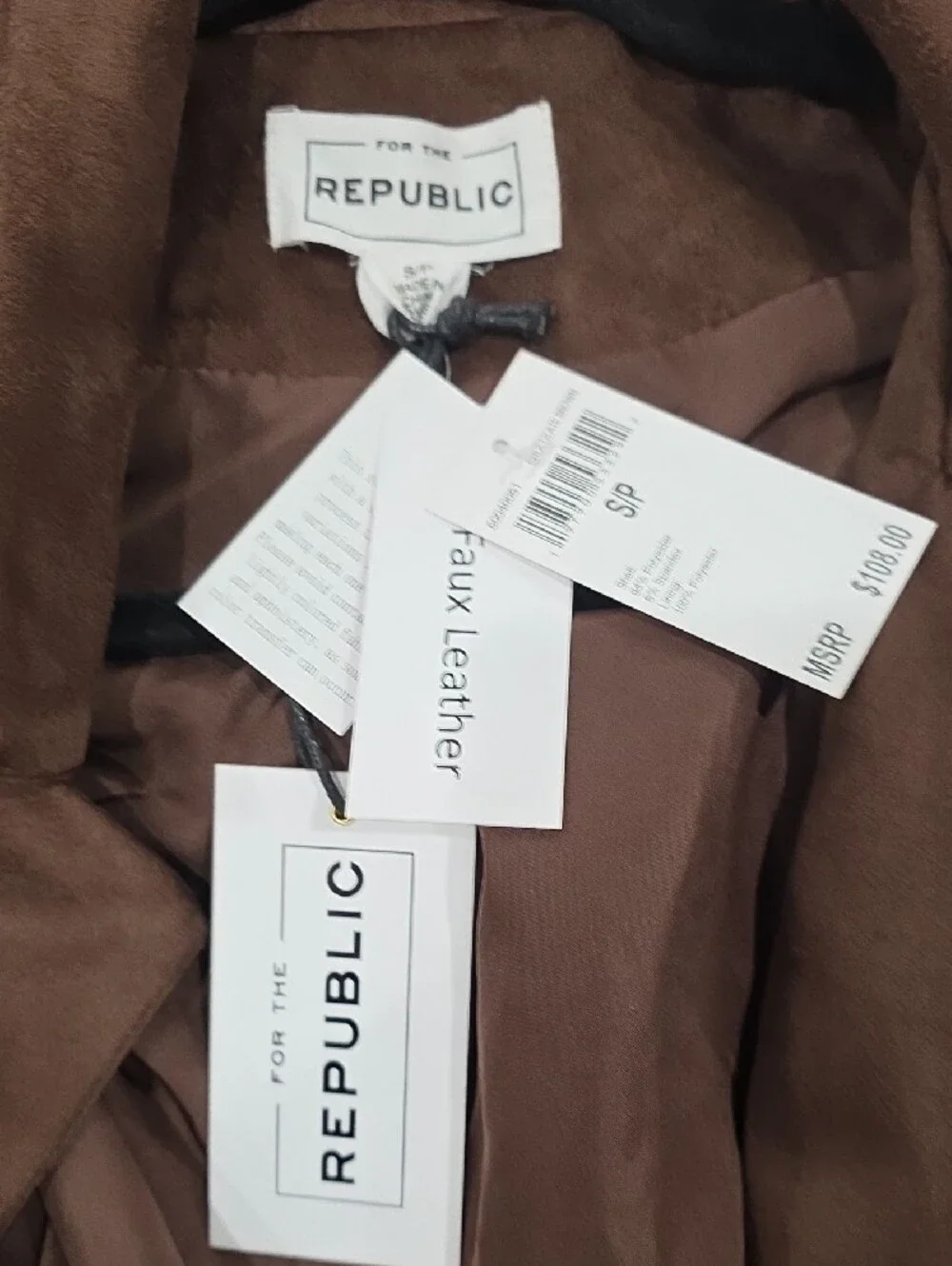 For The Republic‎ Brown Fringe Suede-Look Open Jacket
